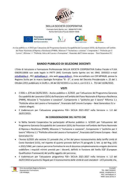 Bando docenti Avviso6_2025